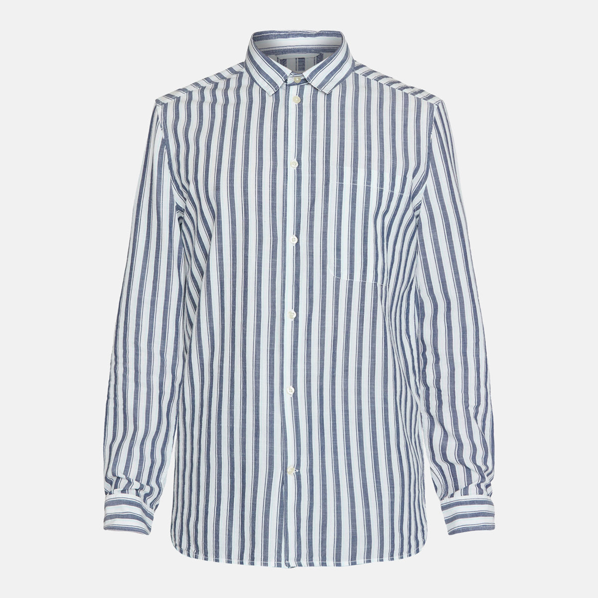 Loose Slub Canvas Shirt Blue Stripe - KNOWLEDGE COTTON APPAREL