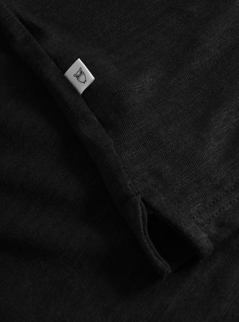 Regular Linen Polo Black - KNOWLEDGE COTTON APPAREL