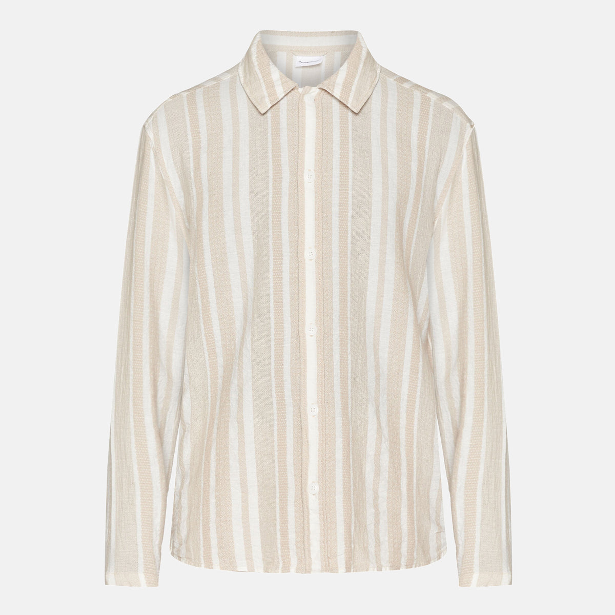Jacquard Woven Striped Shirt Beige - KNOWLEDGE COTTON APPAREL