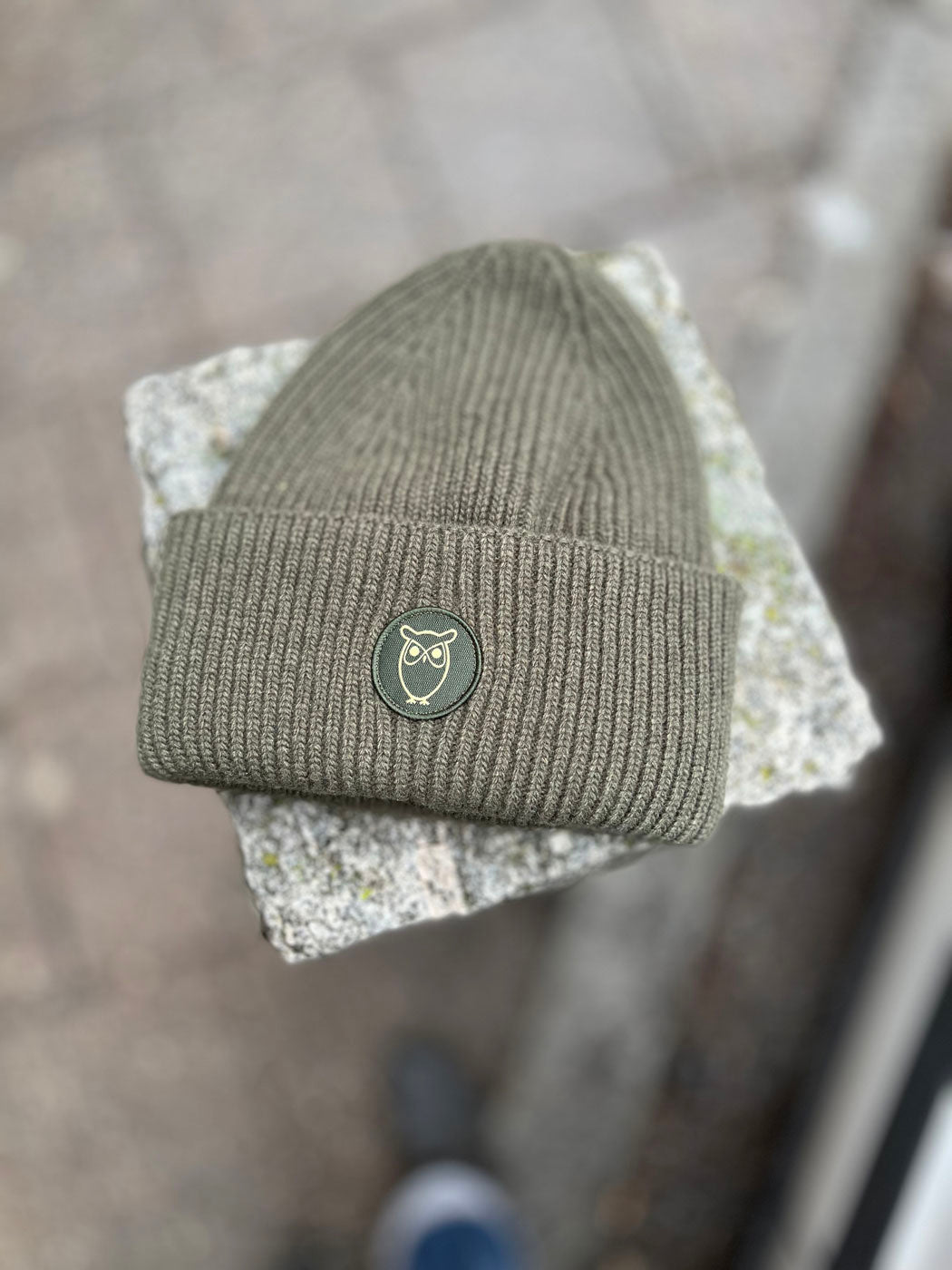 Big Rib Organic Wool Beanie Forest Night - KNOWLEDGE COTTON APPAREL