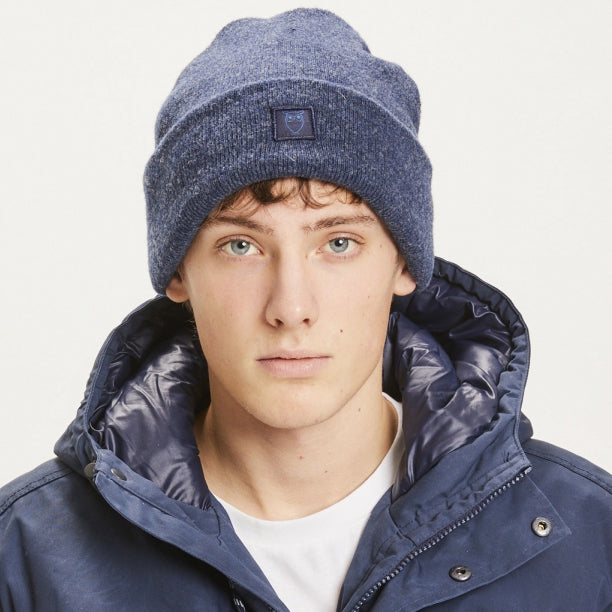 Leaf Organic Wool Beanie Insignia - KNOWLEDGE COTTON APPAREL