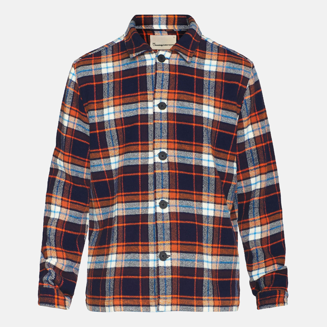 Overshirt Ekologisk Bomullsflanell Orangerutig - KNOWLEDGE COTTON APPAREL