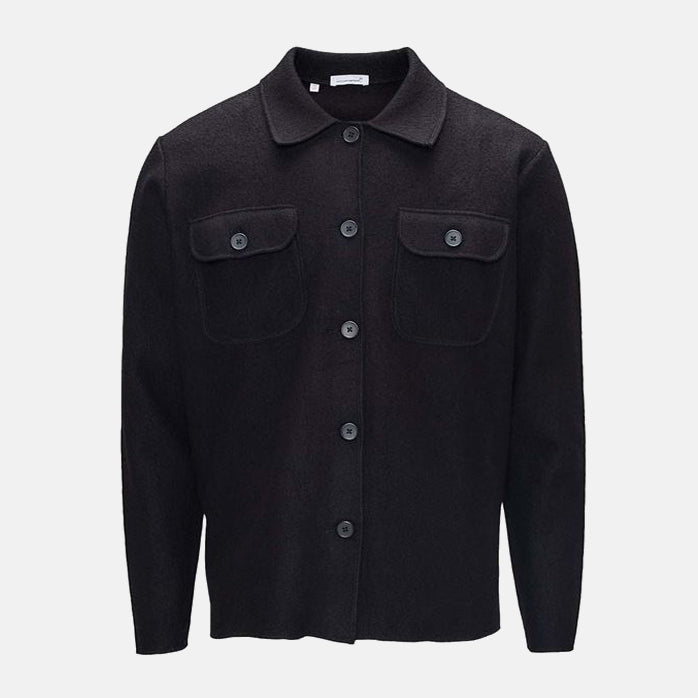 Merino Boiled Wool Overshirt Black - KNOWLEDGE COTTON APPAREL