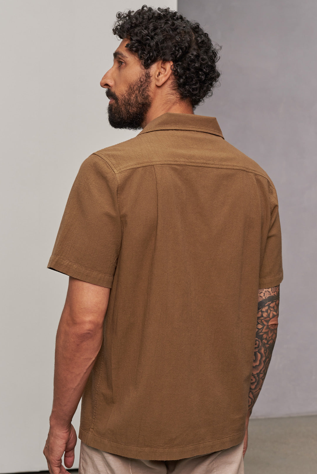 Kuno Shirt Crinkle Shortsleeve Caramel