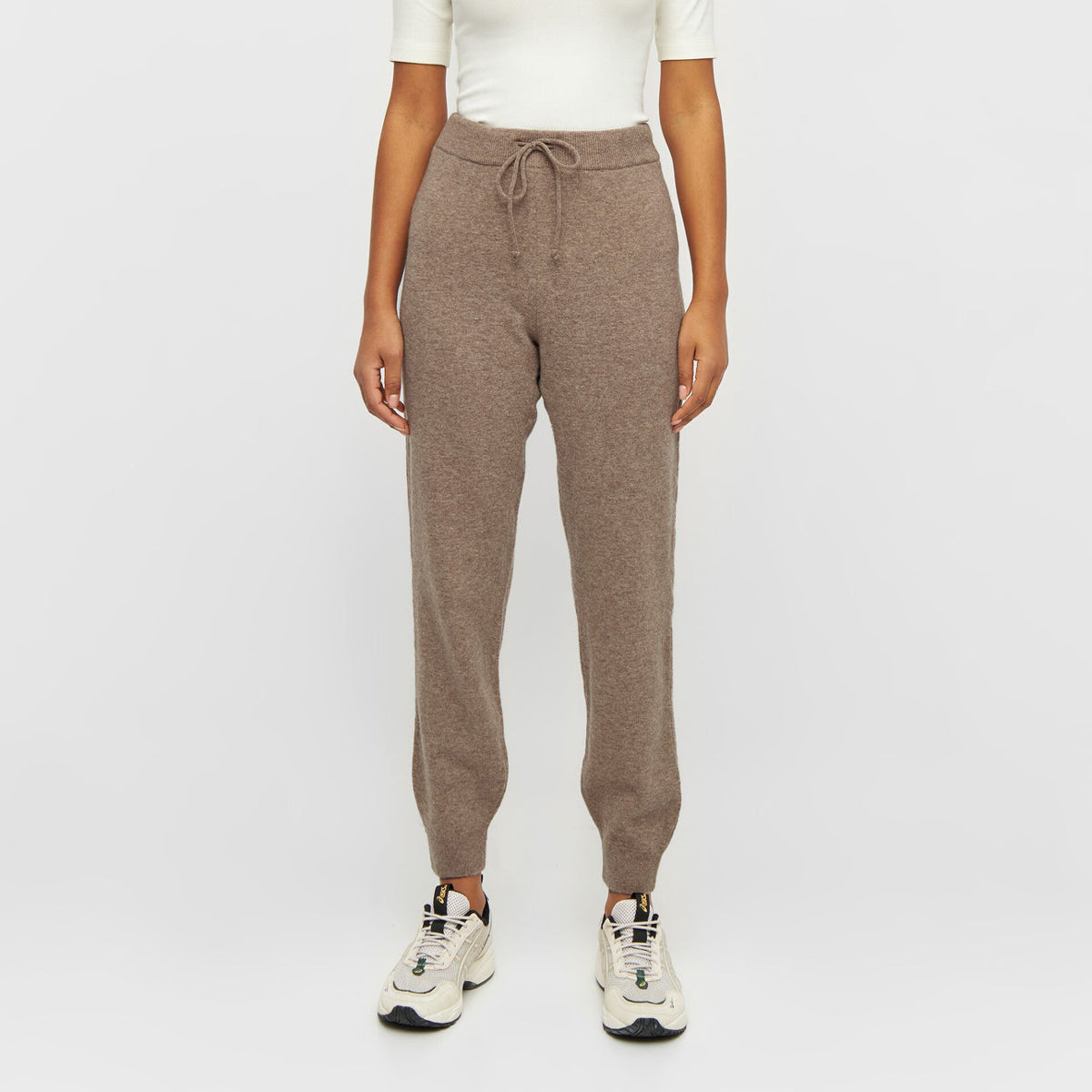 Lambswool Knitted Jog Pants Kelp Melange - KNOWLEDGE COTTON APPAREL