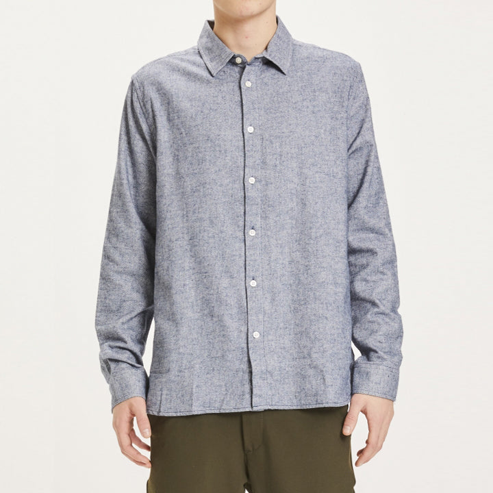 Larch Heavy Casual Flannel Shirt Total Eclipse - KNOWLEDGE COTTON APPAREL