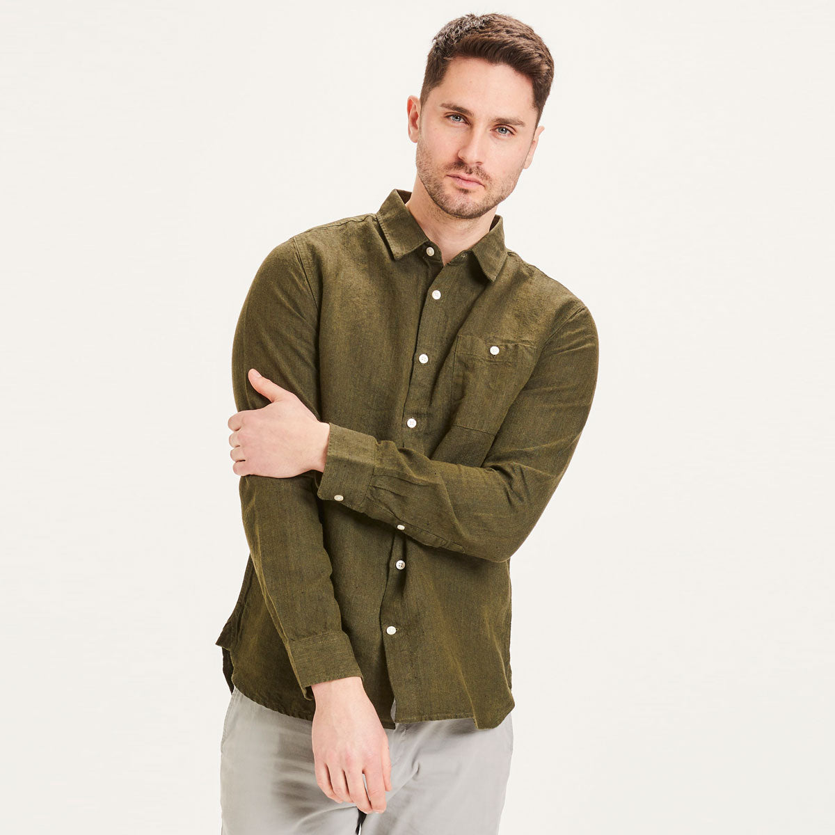 Larch Heavy Linen Forrest Night - KNOWLEDGE COTTON APPAREL