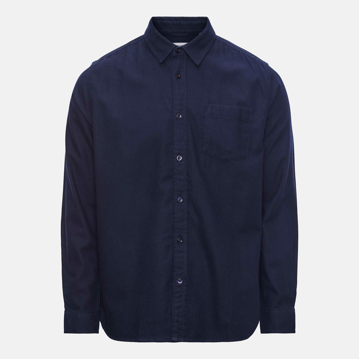 Larch Heavy Solid Flannel Shirt Total Eclipse - KNOWLEDGE COTTON APPAREL