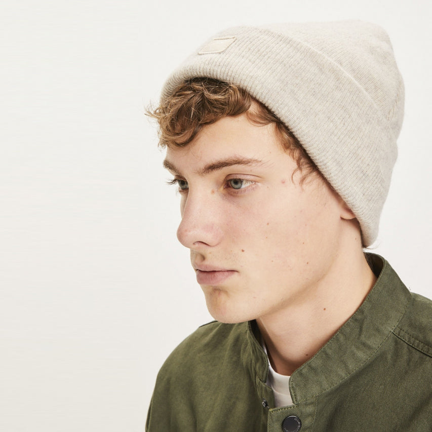 Leaf Organic Wool Beanie Natural Melange - KNOWLEDGE COTTON APPAREL