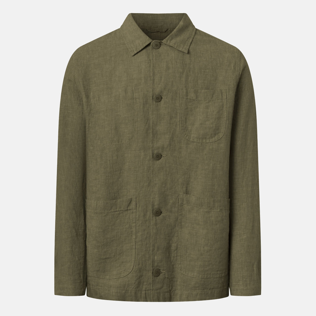 Organic Linen Overshirt Burned Olive - KNOWLEDGE COTTON APPAREL