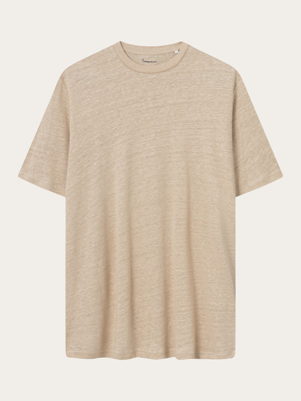 T-shirt Linne Herr Beige Safari Ekologisk Lin - KNOWLEDGE COTTON APPAREL