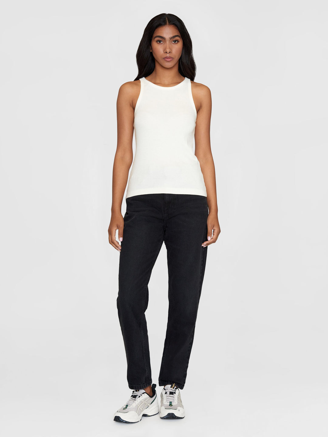 Racer Rib Top Star White - KNOWLEDGE COTTON APPAREL