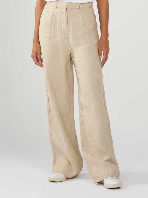 Ekologiska Linnebyxor Dam Beige - KNOWLEDGE COTTON APPAREL