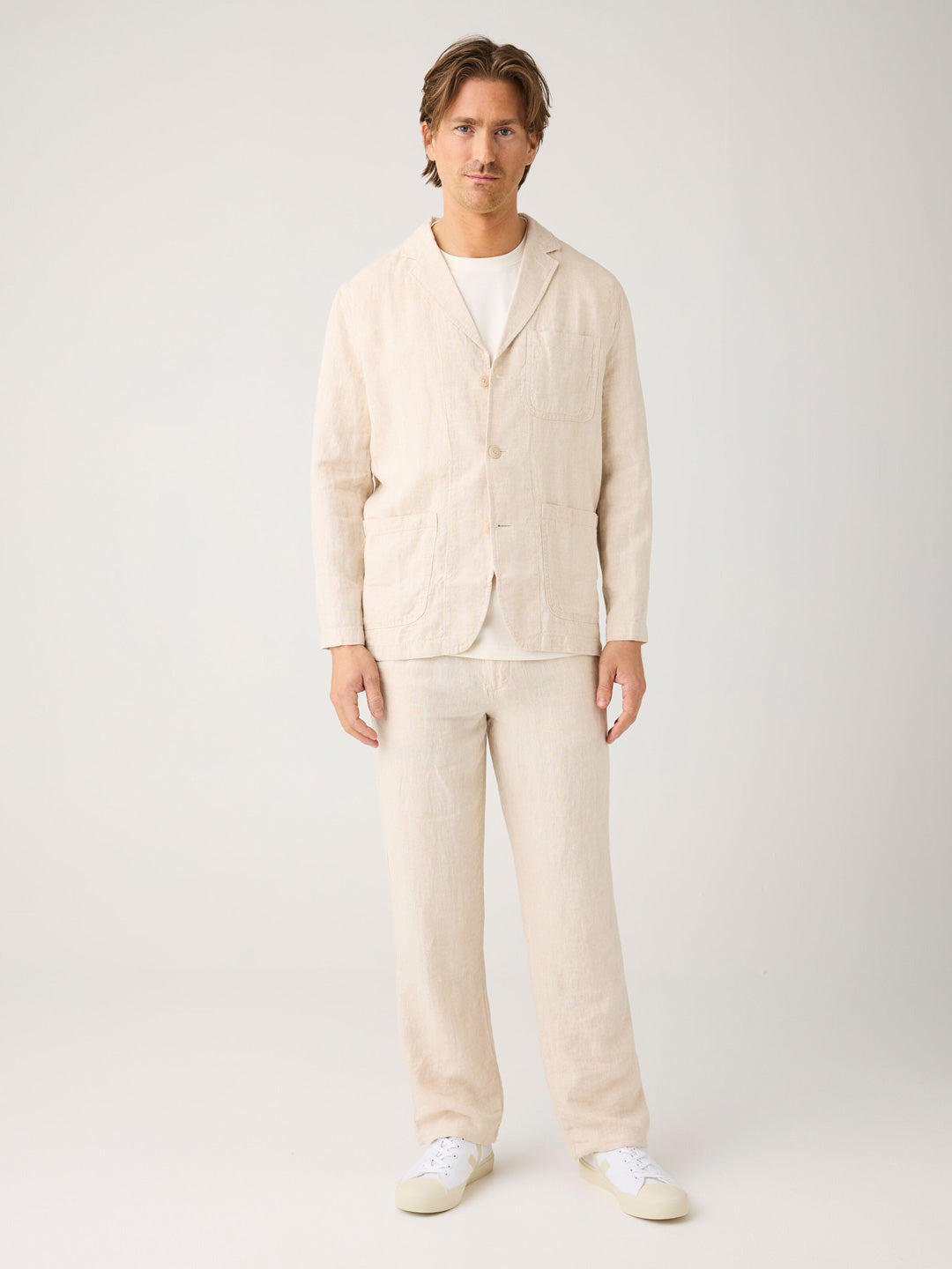 Fig Organic Linen Pants Light Feather Gray