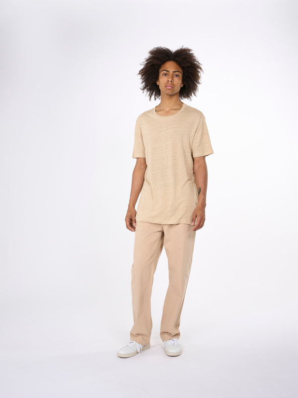 T-shirt Linne Herr Beige Safari Ekologisk Lin - KNOWLEDGE COTTON APPAREL