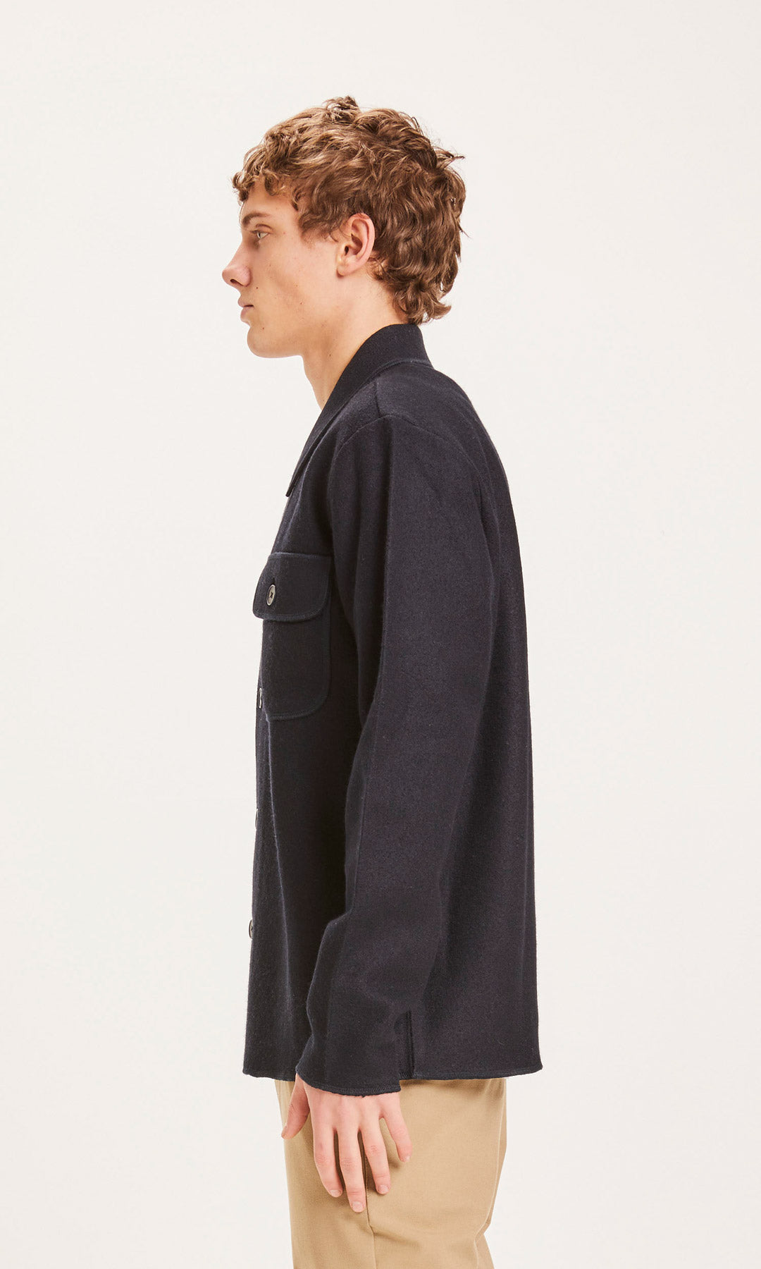 Merino Boiled Wool Overshirt Black - KNOWLEDGE COTTON APPAREL