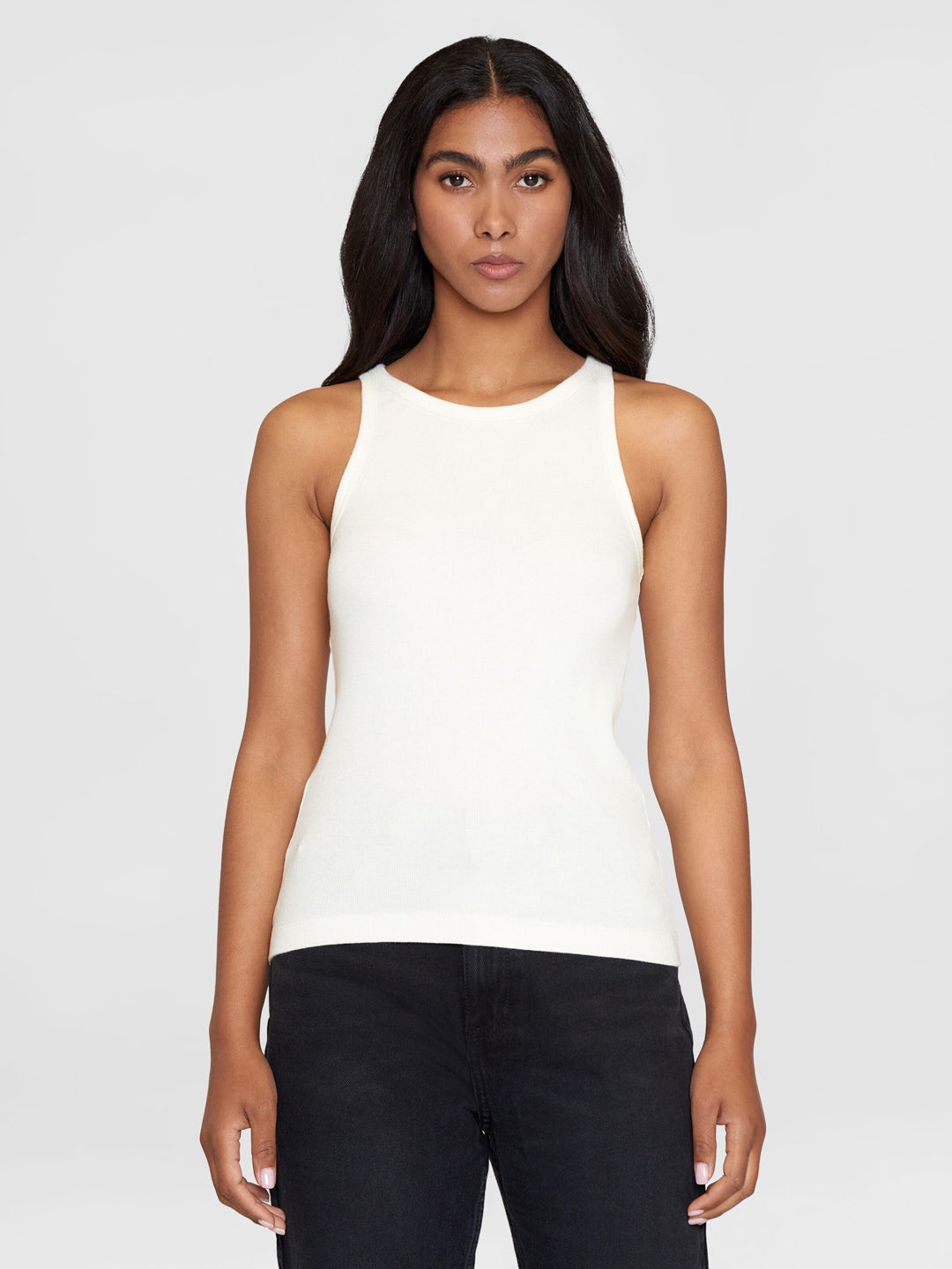 Racer Rib Top Star White - KNOWLEDGE COTTON APPAREL
