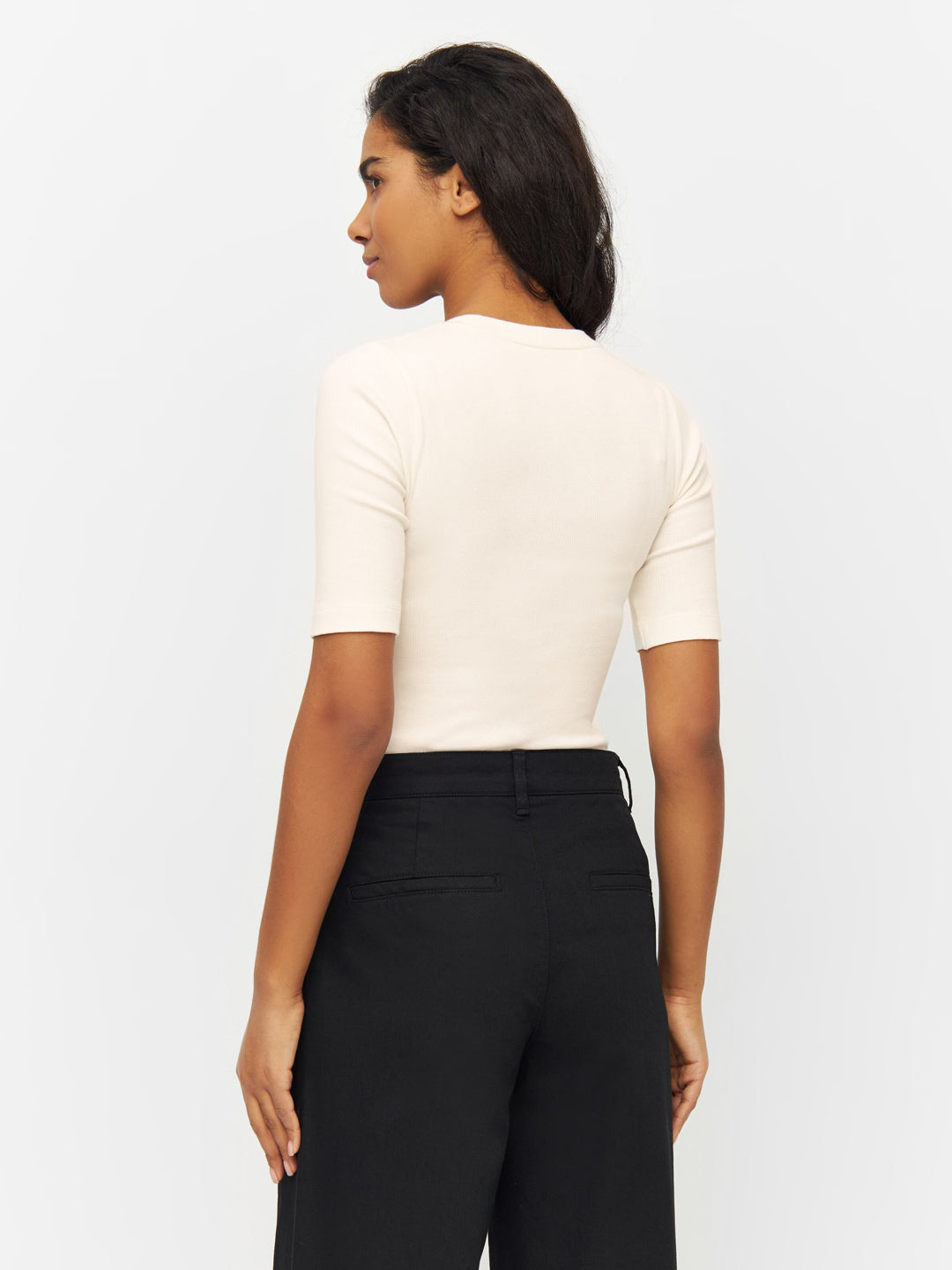 Rib Stretch T-shirt Ekologisk Bomull Snow White - KNOWLEDGE COTTON APPAREL