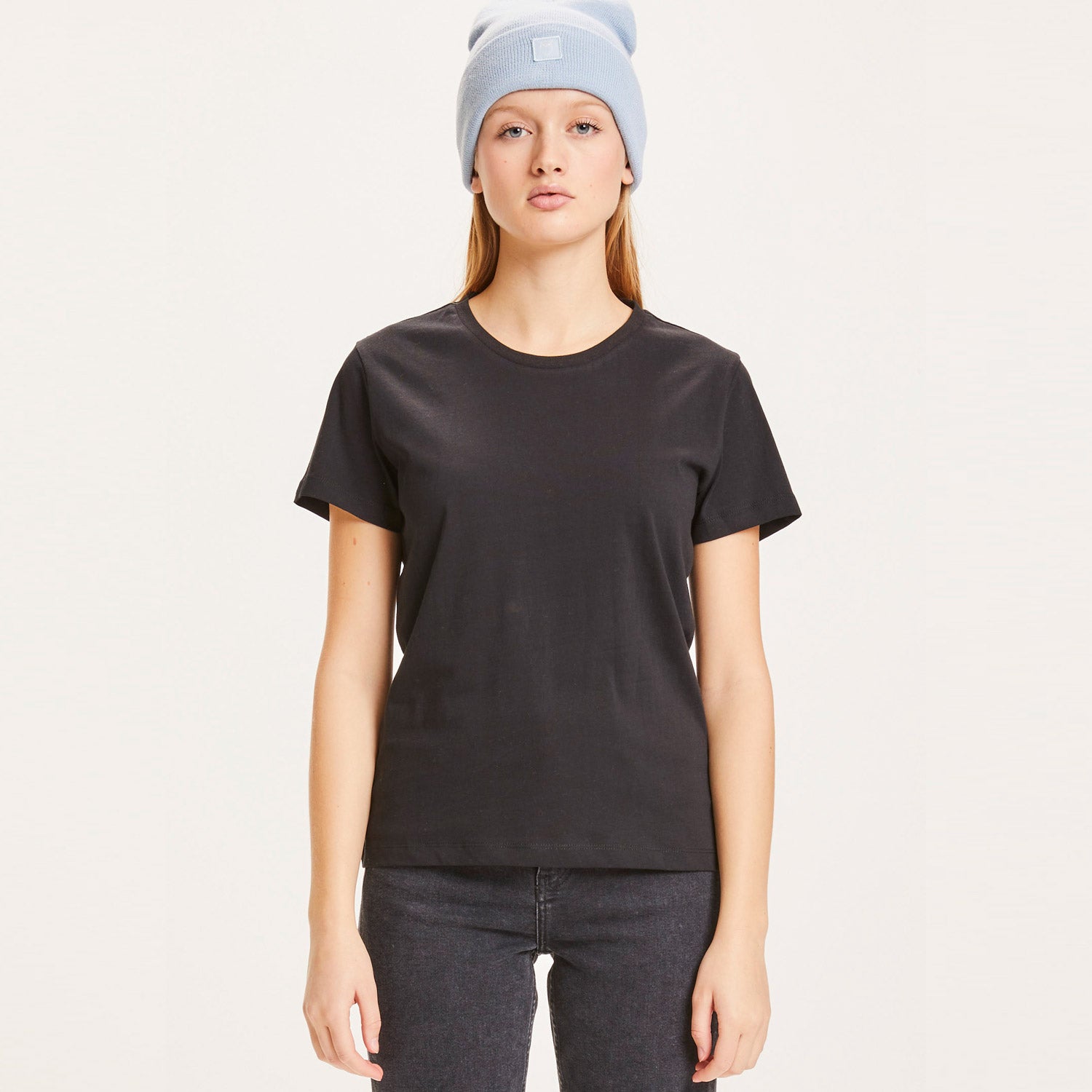 T-shirt svarta dam i 100% ekologisk bomull