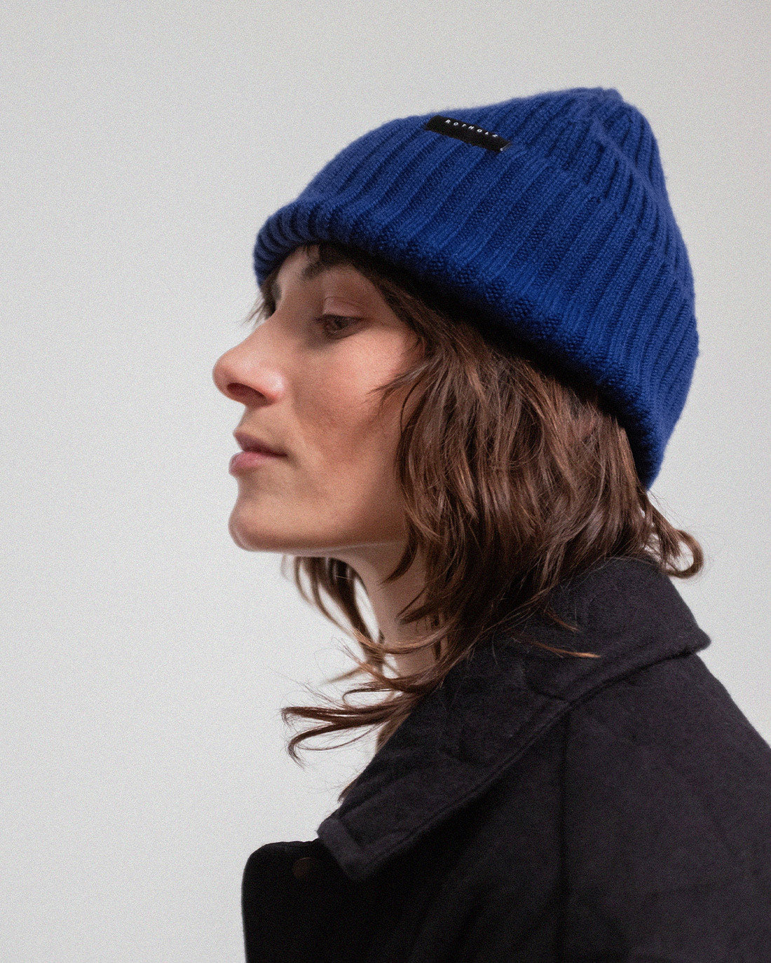 Classic Ribbed Knit Merino Wool Beanie Royal Blue
