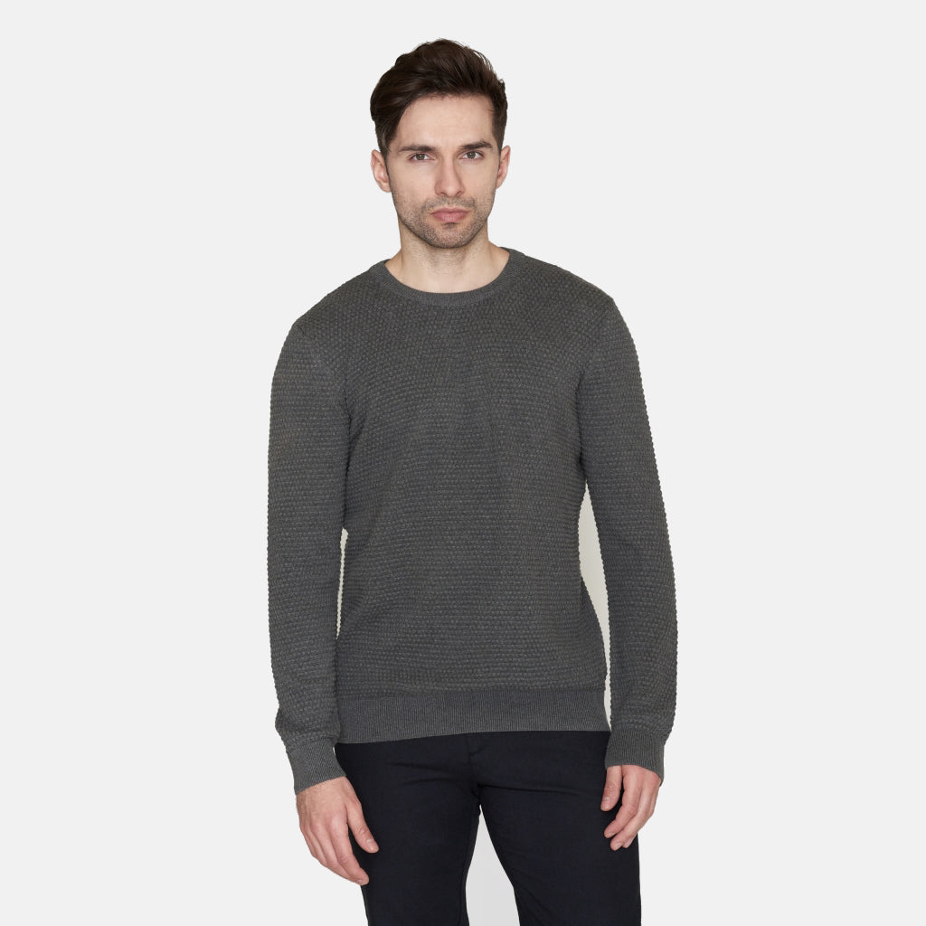 Vagn Bubble Knit Dark Grey - KNOWLEDGE COTTON APPAREL