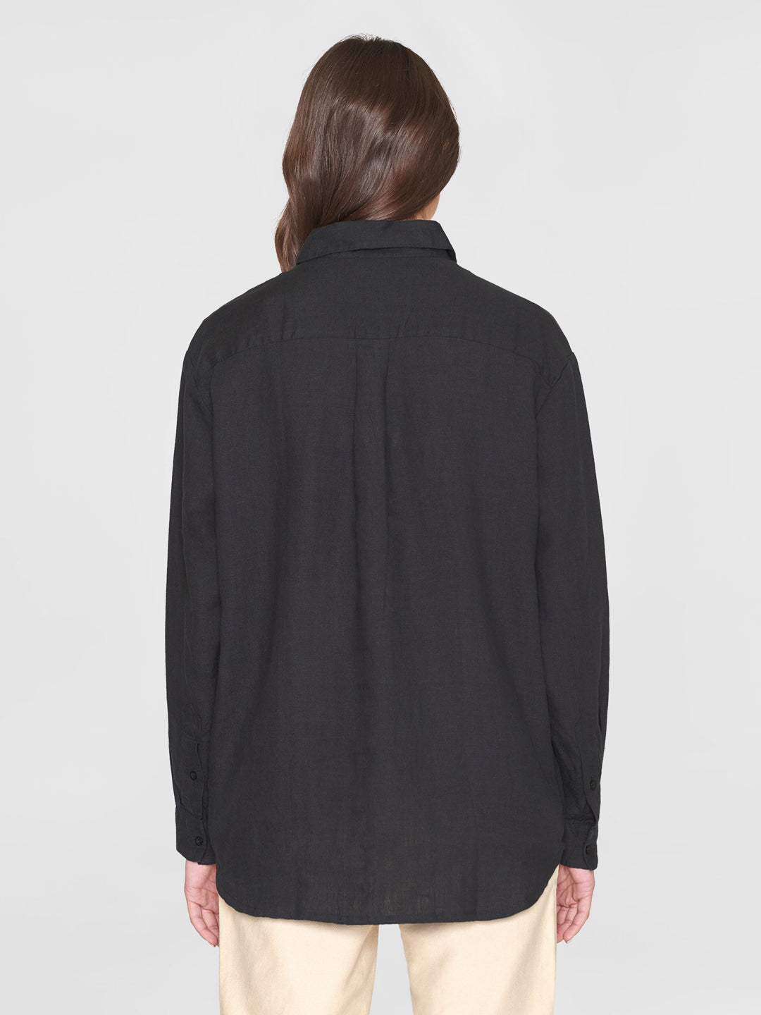Loose Linen Shirt Black - Women's - KNOWLEDGE COTTON APPAREL