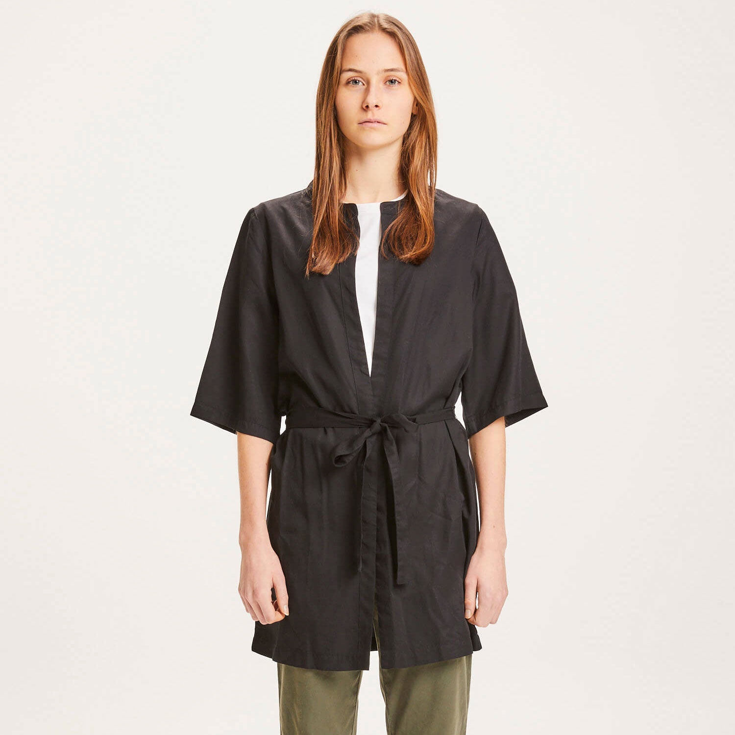 Ayana Tencel Kimono Jet Black - KNOWLEDGE COTTON APPAREL