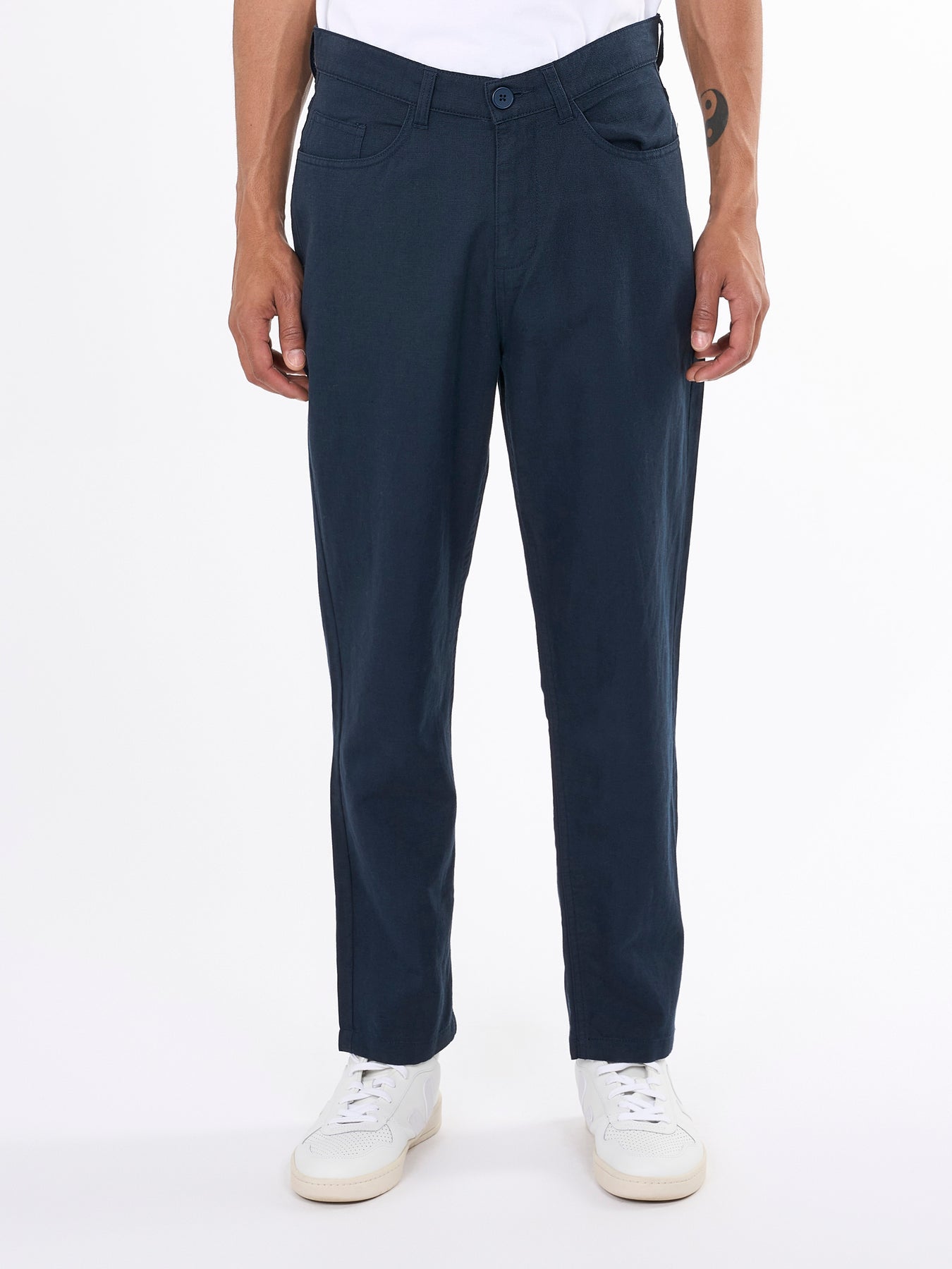 Tim Loose Organic Linen Cotton Mix Navy -  KNOWLEDGE COTTON APPAREL