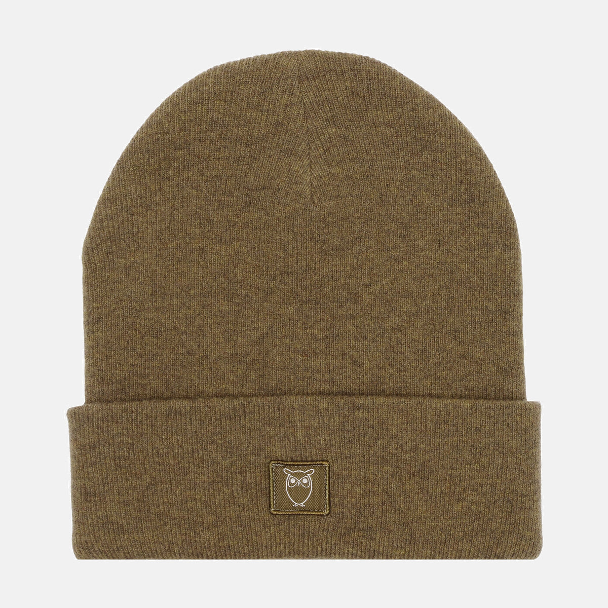 Double Layer Wool Beanie Dark Olive - KNOWLEDGE
