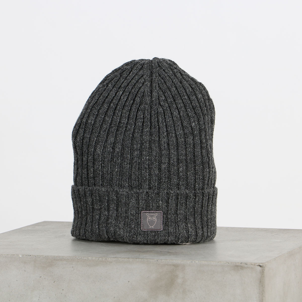 Leaf Rib Organic Wool Hat Grey - KNOWLEDGE COTTON APPAREL
