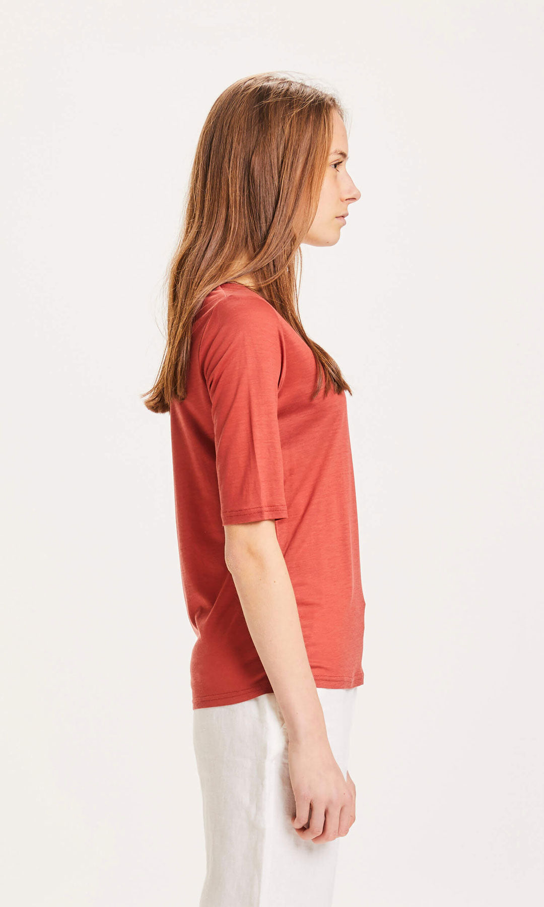 Violet Tencel Tee Marsala - KNOWLEDGE COTTON APPAREL