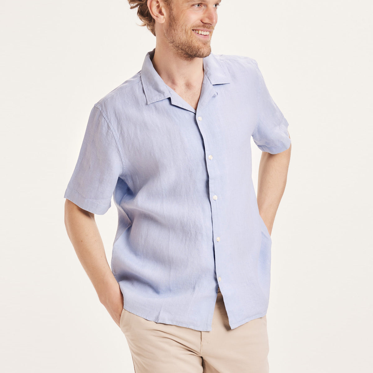 Wave Blue Fog Organic Linen Shirt - KNOWLEDGE COTTON APPAREL