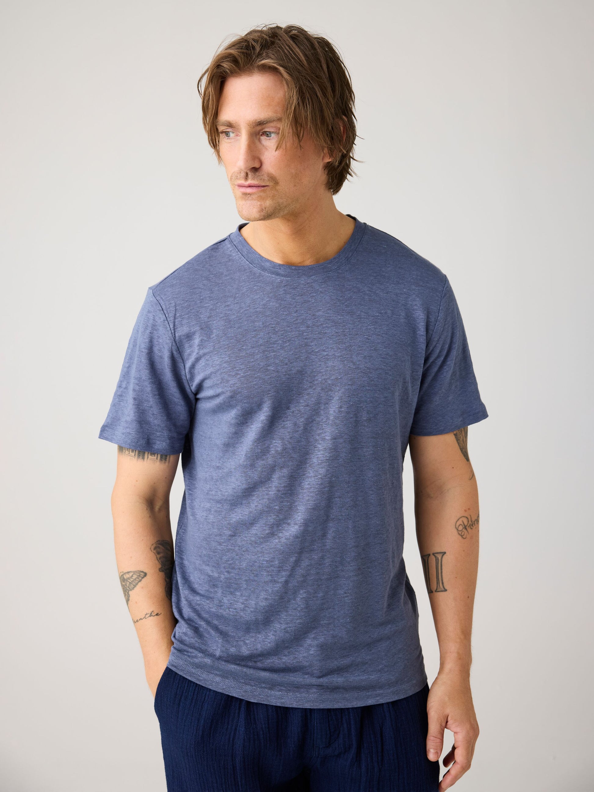 T-shirt Linne Herr Ekologisk Lin Vintage Indigo