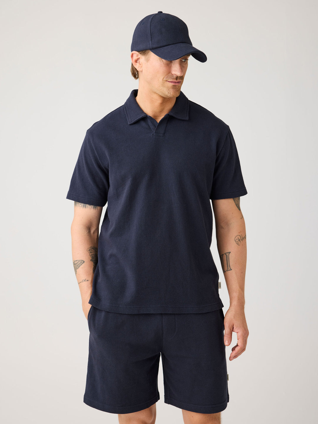 Loose Bouclé Polo Night Sky Navy