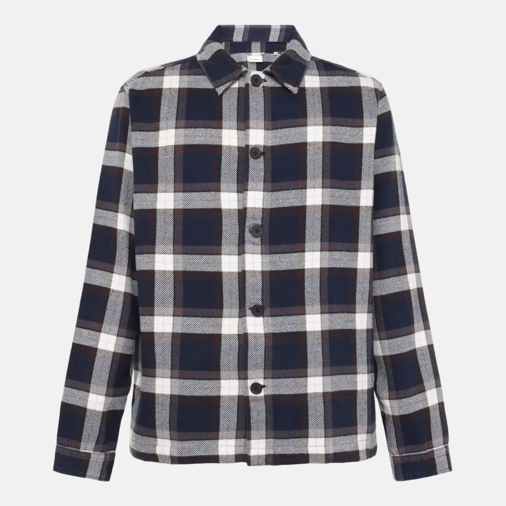 Heavy Flannel Overshirt Check Navy