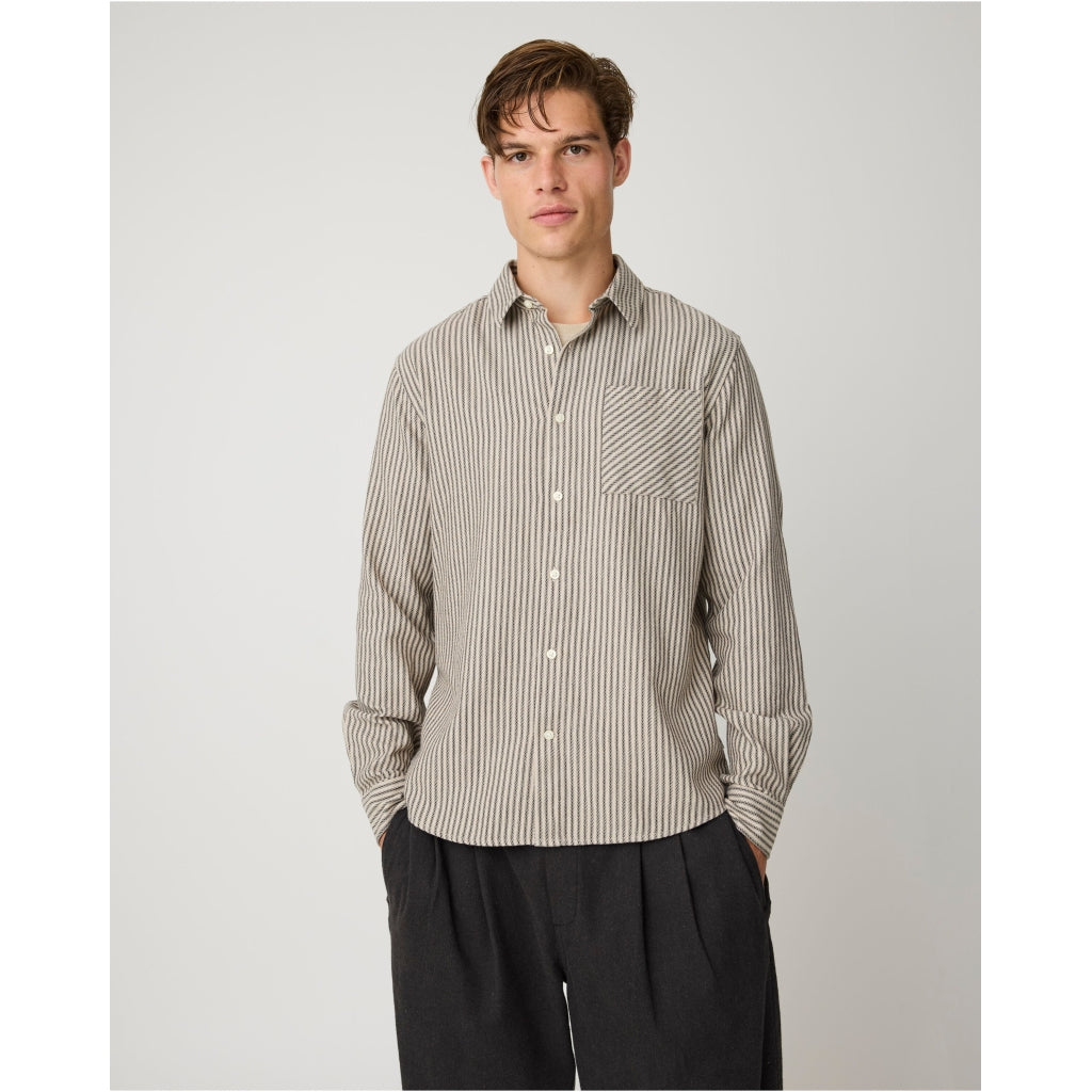 Dune Regular Stripe Shirt Brown Check