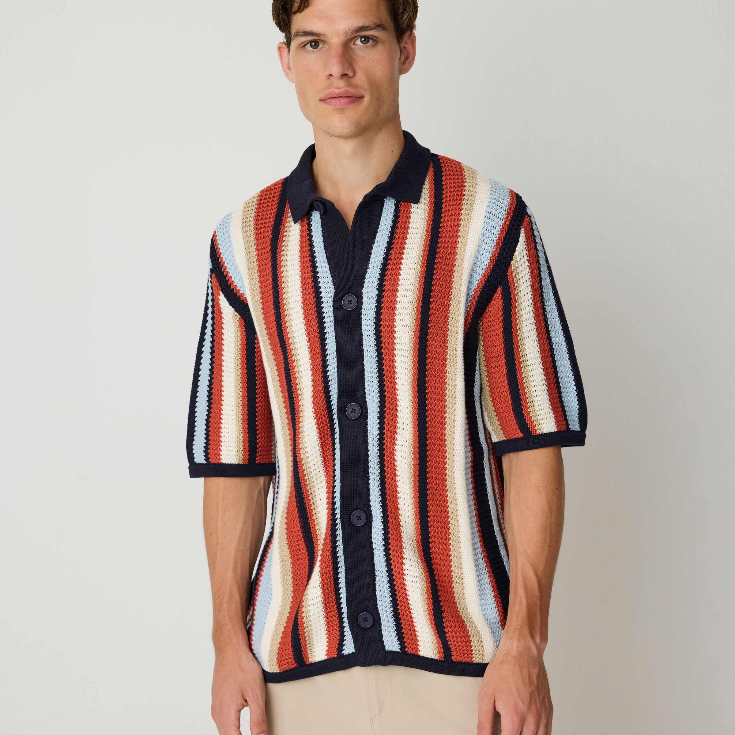 Loose Knit Shortsleeve Shirt Navy