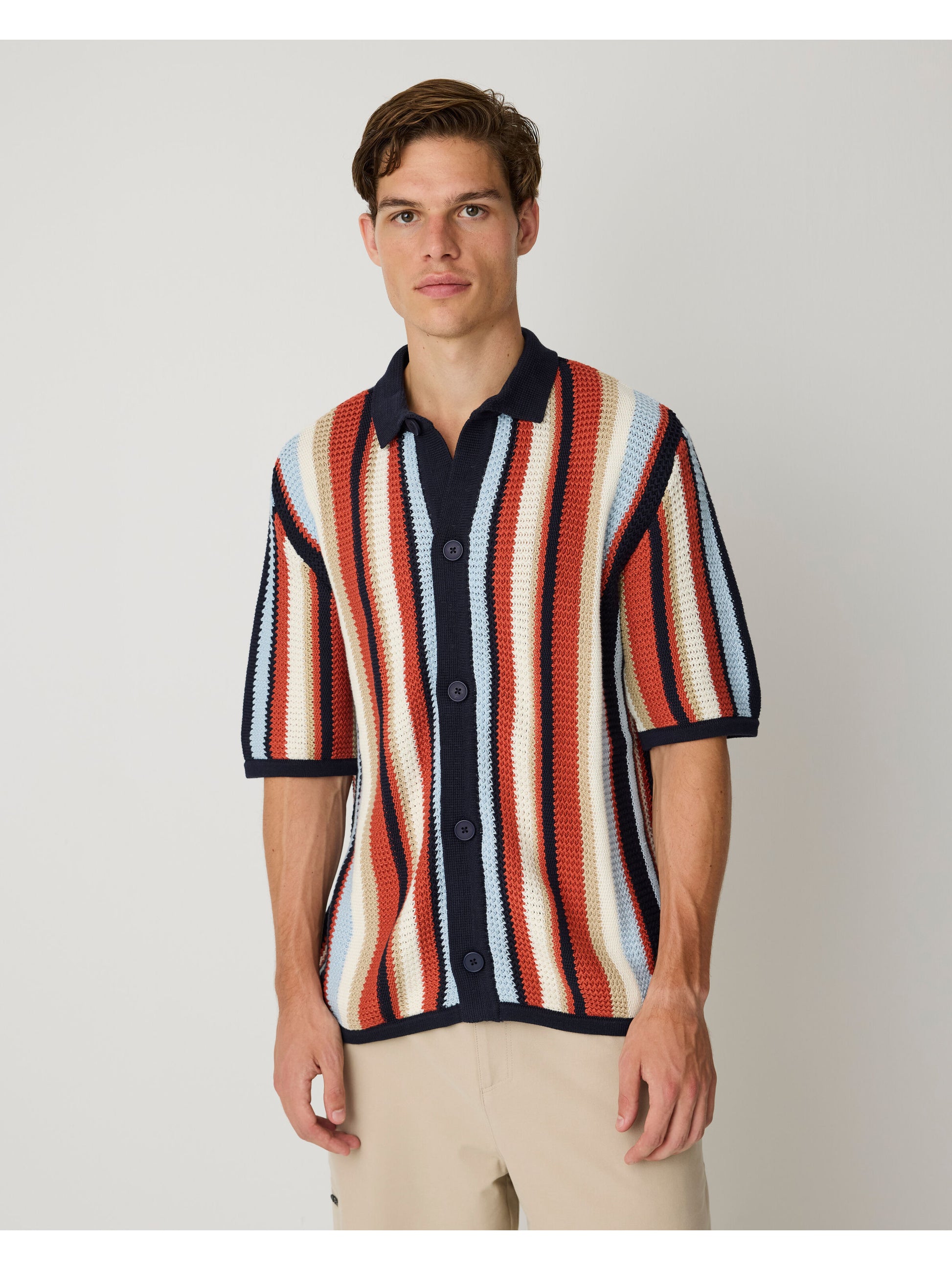 Loose Knit Shortsleeve Shirt Navy