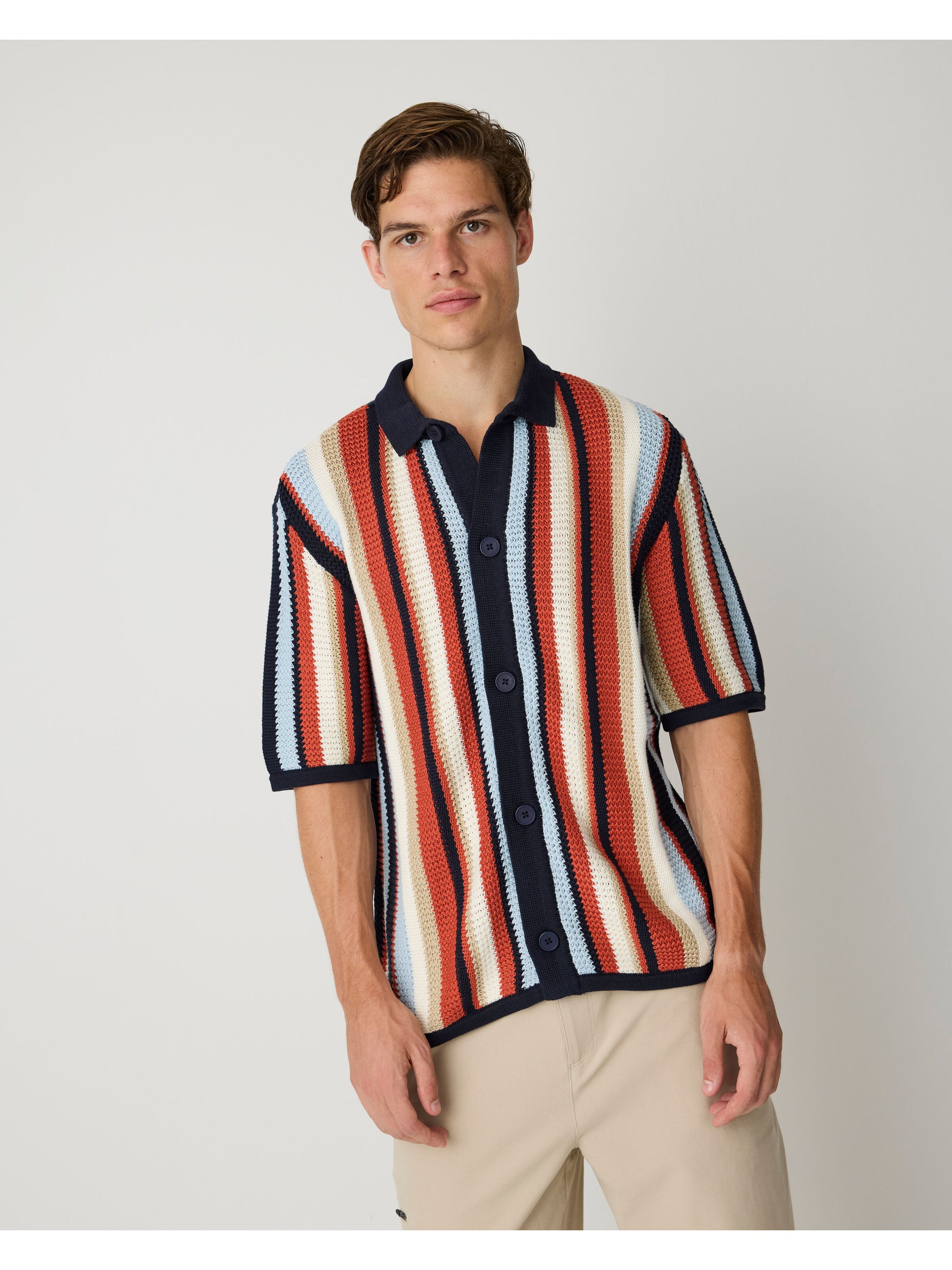 Loose Knit Shortsleeve Shirt Navy