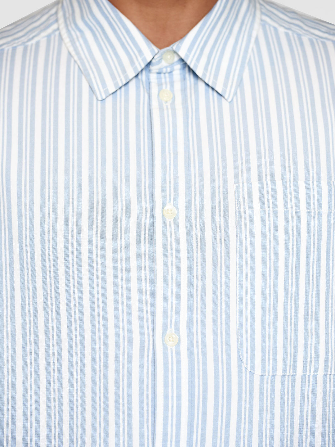 Loose Slub Canvas Shirt Blue Stripe - KNOWLEDGE COTTON APPAREL