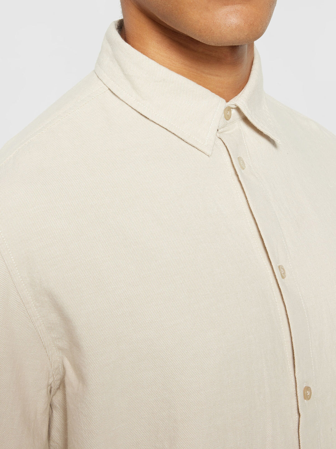 Heavy Twill Flannel Shirt Feather Gray - KNOWLEDGE COTTON APPAREL