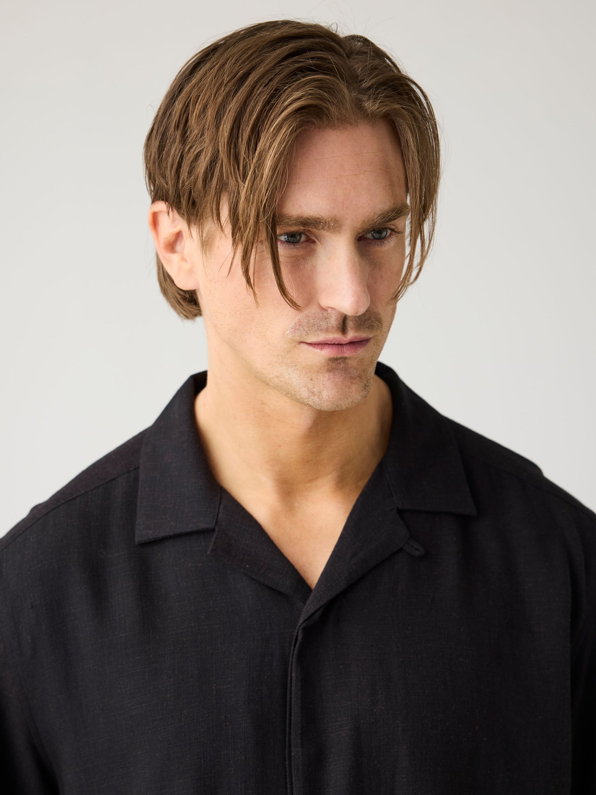 Linen & EcoVero Shortsleeve Shirt Black