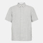 Relaxed Linen Short Sleeve Shirt Grey Stripe