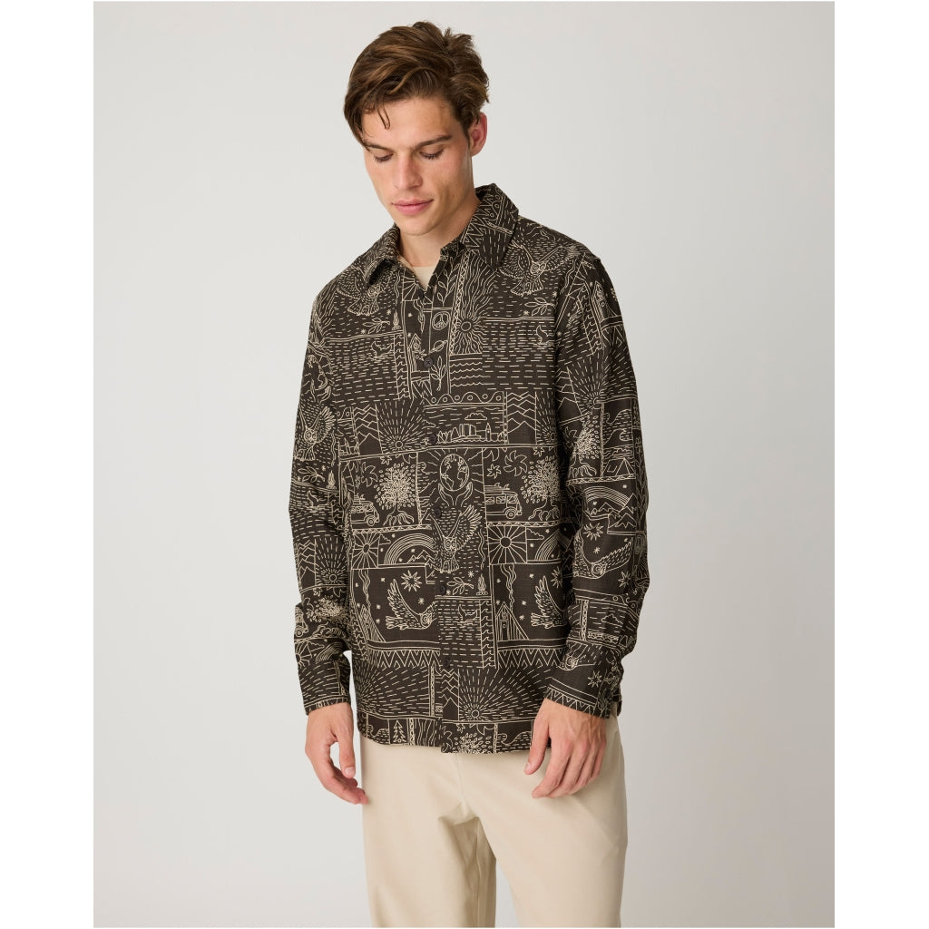 Sleet Comfort Print Shirt Dark Brown