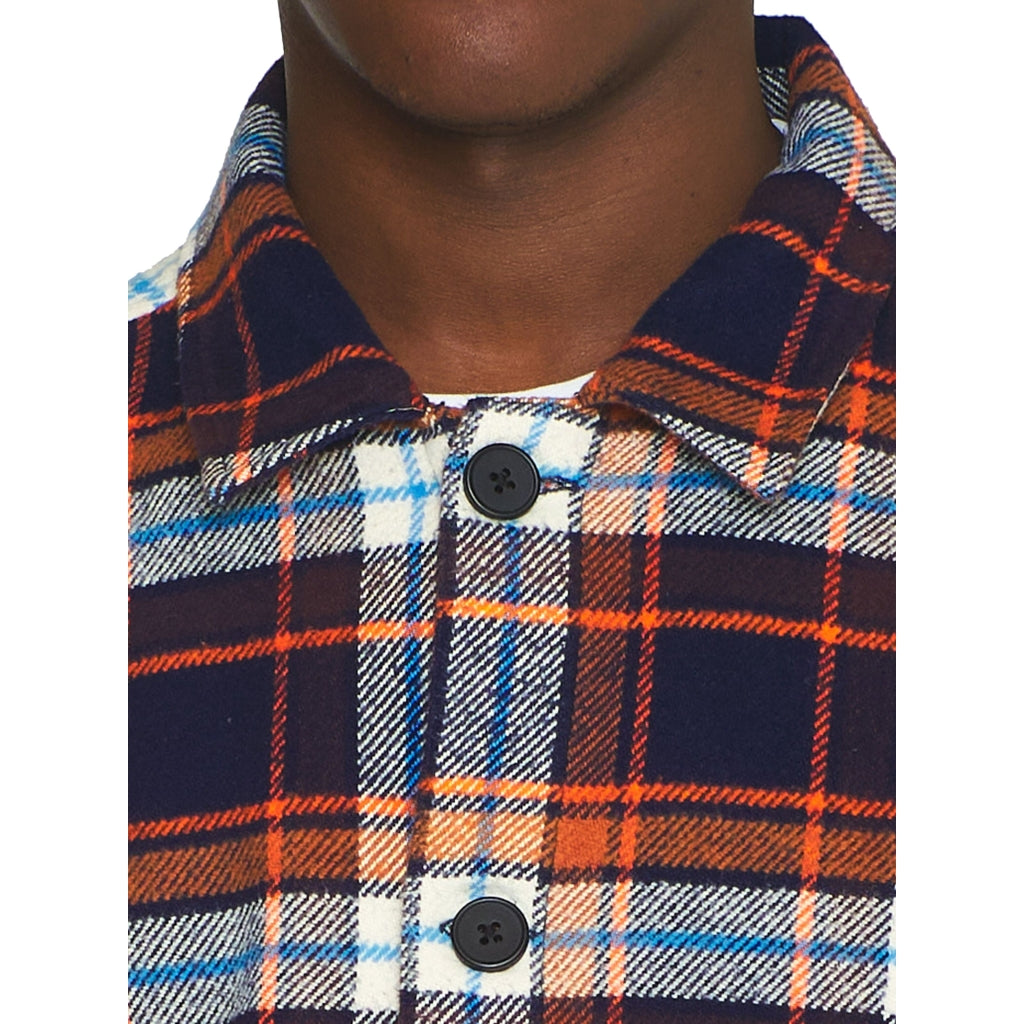 Overshirt Ekologisk Bomullsflanell Orangerutig - KNOWLEDGE COTTON APPAREL