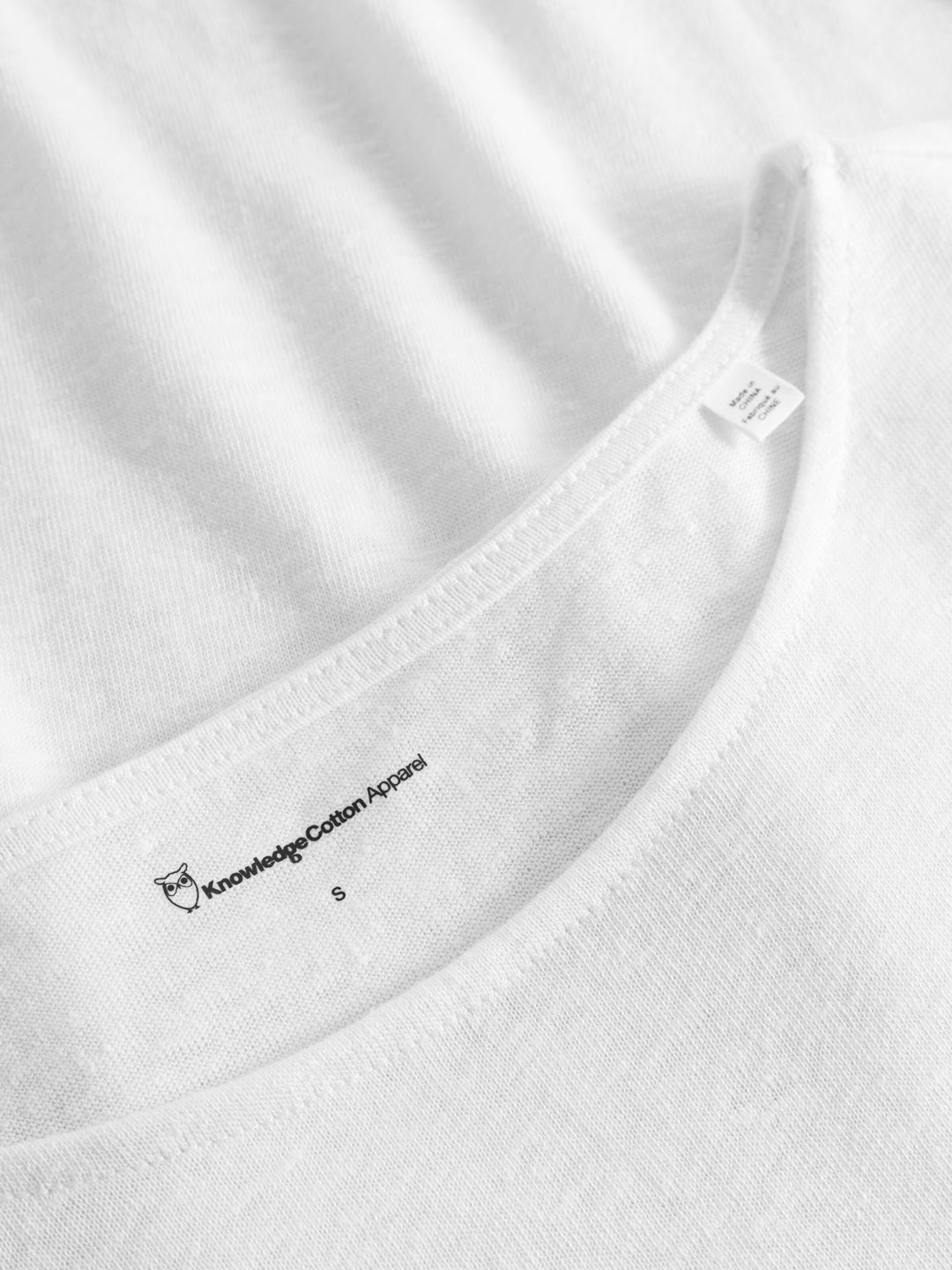 Loose Fold-Up Linen T-shirt White - KNOWLEDGE COTTON APPAREL