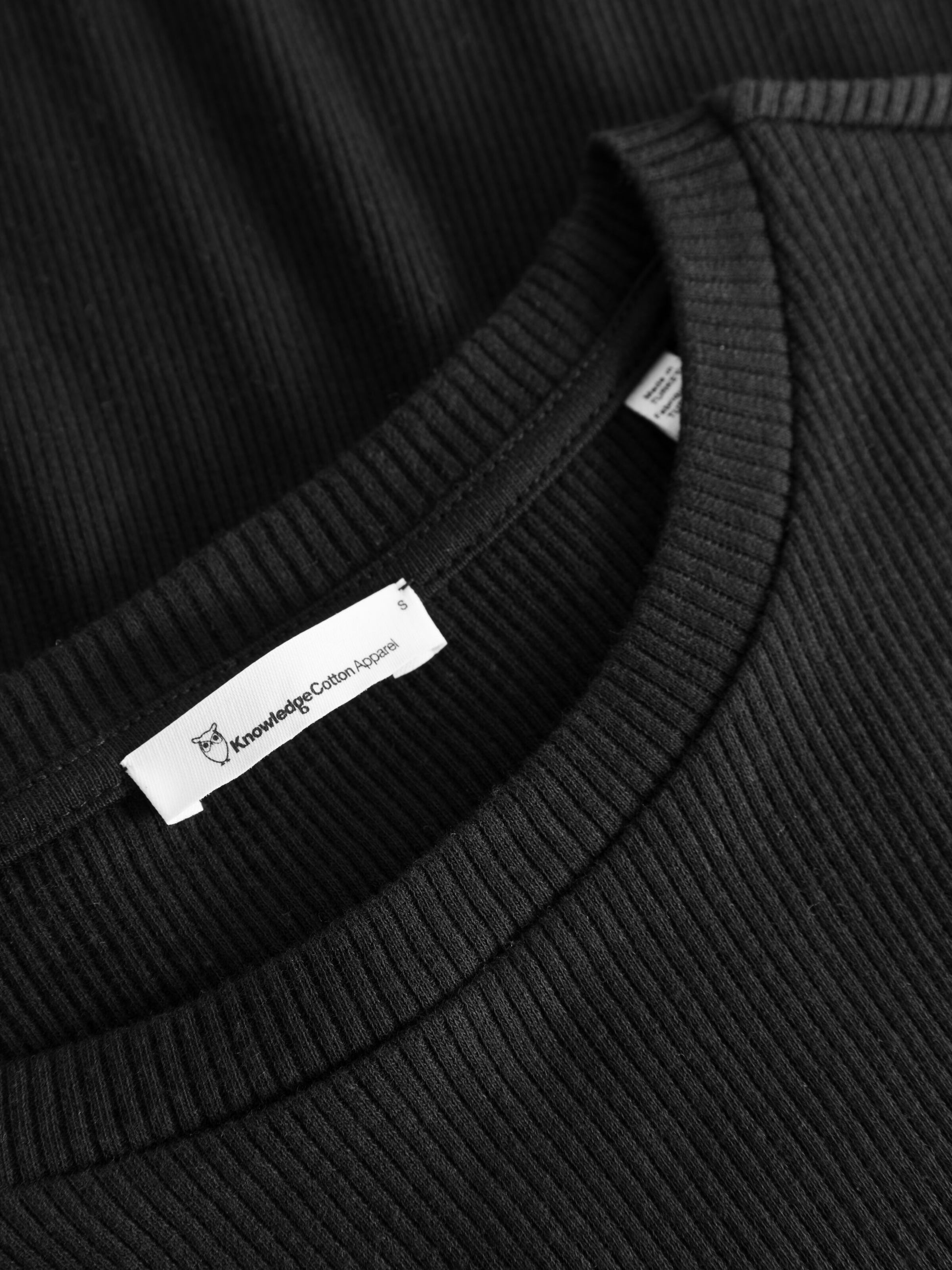 Ribbad T-shirt Dam Jet Black