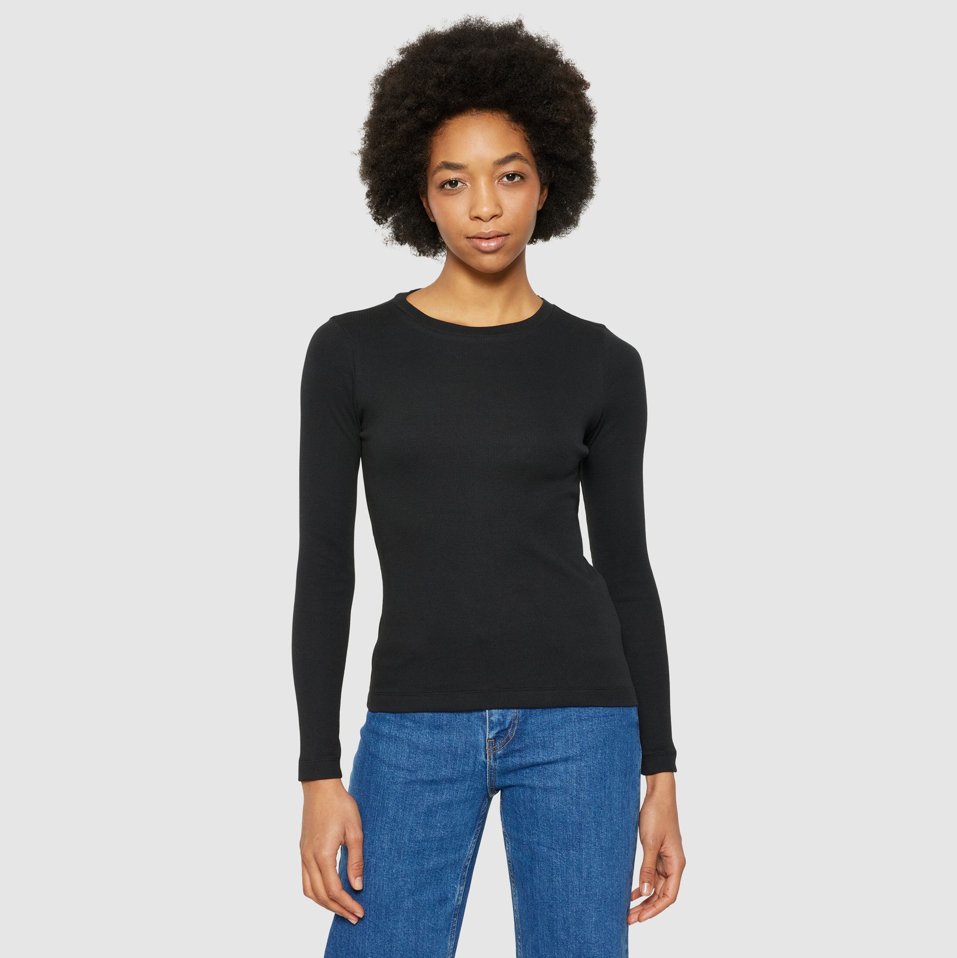 Rib Scoop Neck Organic Cotton Jet black