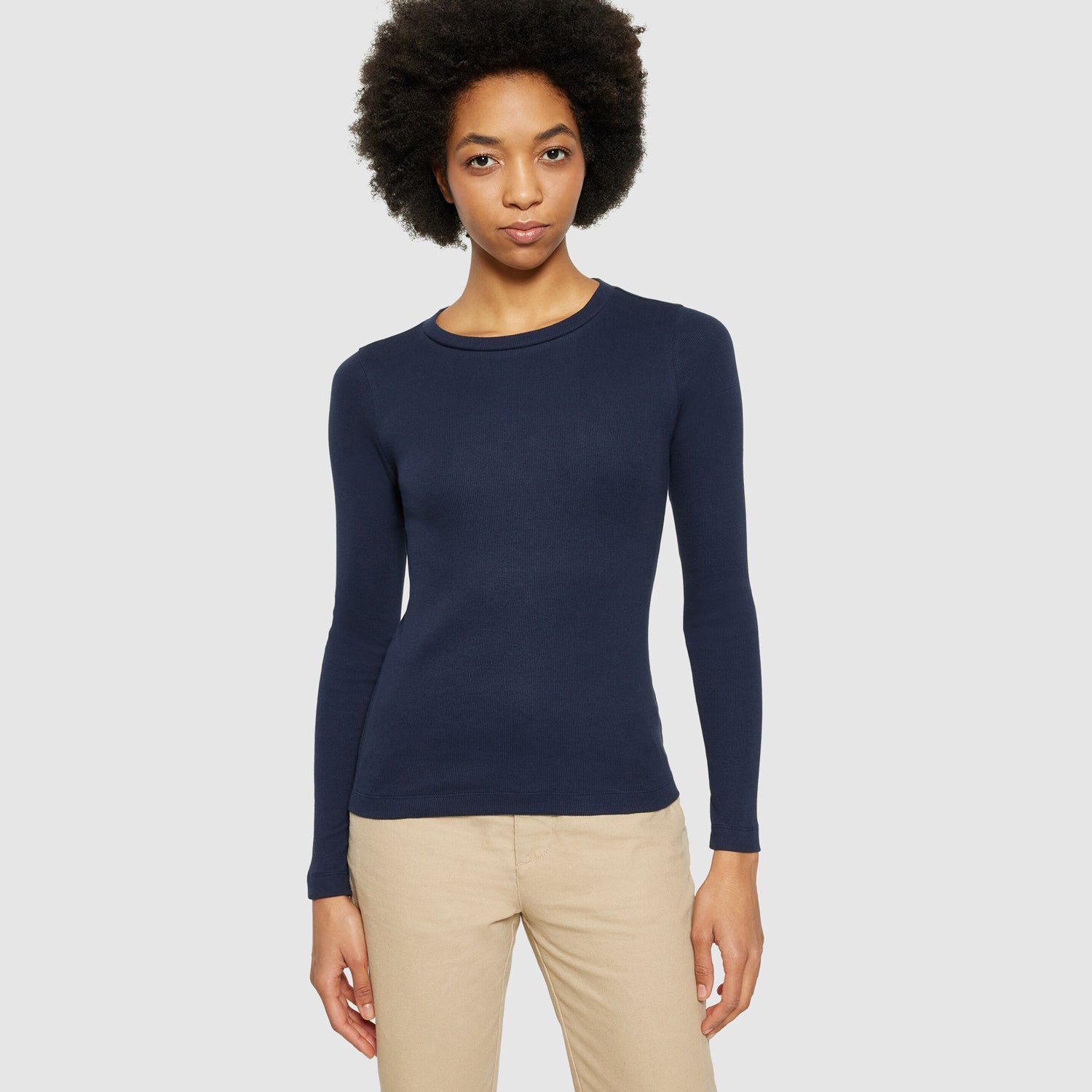 Rib Scoop Neck Organic Cotton Night Sky