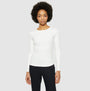 Rib Scoop Neck Organic Cotton Star White